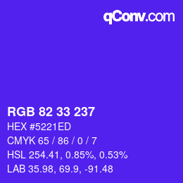 Color code: RGB 82 33 237 | qconv.com