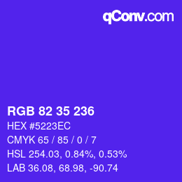 Color code: RGB 82 35 236 | qconv.com