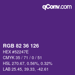 Color code: RGB 82 36 126 | qconv.com