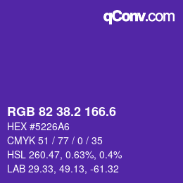 カラーコード: RGB 82 38.2 166.6 | qconv.com