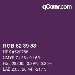 カラーコード: RGB 82 39 88 | qconv.com