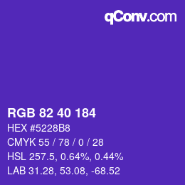 カラーコード: RGB 82 40 184 | qconv.com