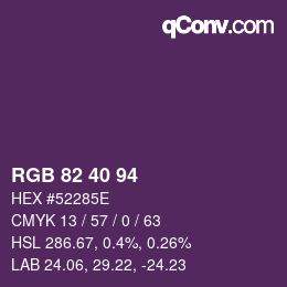 颜色代码: RGB 82 40 94 | qconv.com