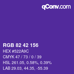 カラーコード: RGB 82 42 156 | qconv.com