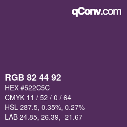 颜色代码: RGB 82 44 92 | qconv.com