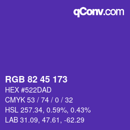 カラーコード: RGB 82 45 173 | qconv.com