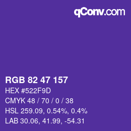 Color code: RGB 82 47 157 | qconv.com