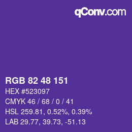 Color code: RGB 82 48 151 | qconv.com