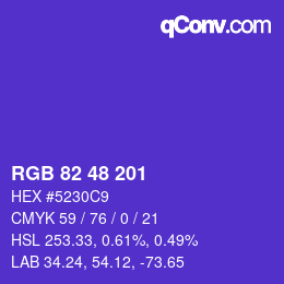 Color code: RGB 82 48 201 | qconv.com