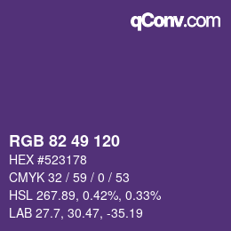 Color code: RGB 82 49 120 | qconv.com