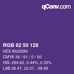 Color code: RGB 82 50 128 | qconv.com
