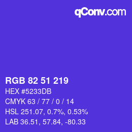 カラーコード: RGB 82 51 219 | qconv.com