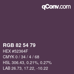 Color code: RGB 82 54 79 | qconv.com