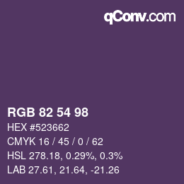 Farbcode: RGB 82 54 98 | qconv.com