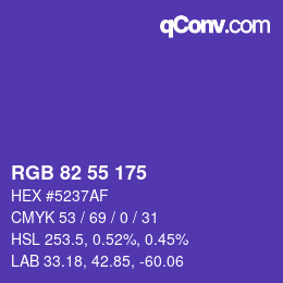 Color code: RGB 82 55 175 | qconv.com