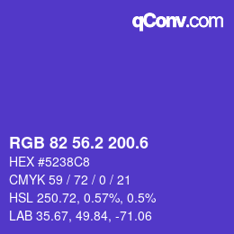カラーコード: RGB 82 56.2 200.6 | qconv.com