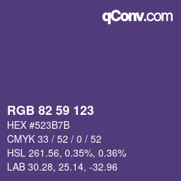 Color code: RGB 82 59 123 | qconv.com