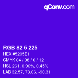 Code couleur: RGB 82 5 225 | qconv.com