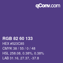 カラーコード: RGB 82 60 133 | qconv.com