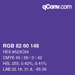 カラーコード: RGB 82 60 148 | qconv.com