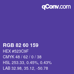 颜色代码: RGB 82 60 159 | qconv.com