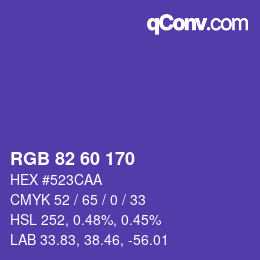 颜色代码: RGB 82 60 170 | qconv.com