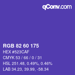 颜色代码: RGB 82 60 175 | qconv.com