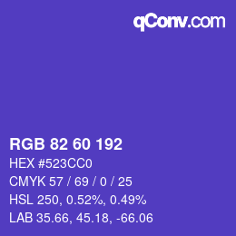 カラーコード: RGB 82 60 192 | qconv.com