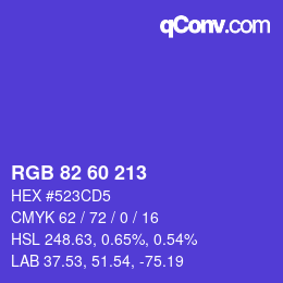 Color code: RGB 82 60 213 | qconv.com