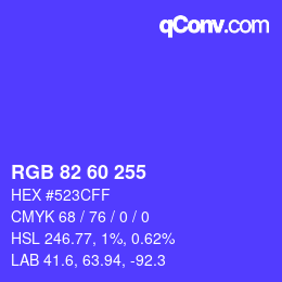 カラーコード: RGB 82 60 255 | qconv.com