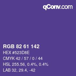 Farbcode: RGB 82 61 142 | qconv.com