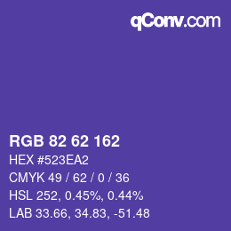 Color code: RGB 82 62 162 | qconv.com