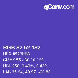 颜色代码: RGB 82 62 182 | qconv.com