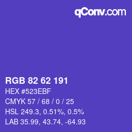 Color code: RGB 82 62 191 | qconv.com