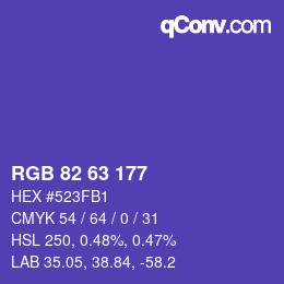 Color code: RGB 82 63 177 | qconv.com