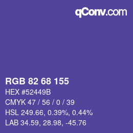 颜色代码: RGB 82 68 155 | qconv.com