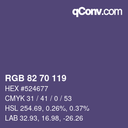 Farbcode: RGB 82 70 119 | qconv.com