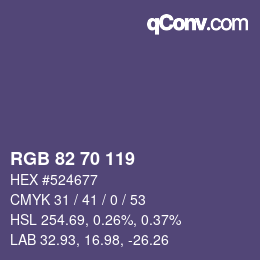 颜色代码: RGB 82 70 119 | qconv.com