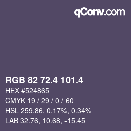 カラーコード: RGB 82 72.4 101.4 | qconv.com