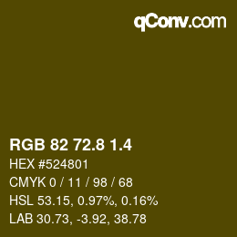 カラーコード: RGB 82 72.8 1.4 | qconv.com