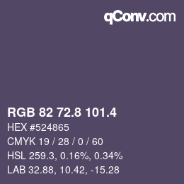 カラーコード: RGB 82 72.8 101.4 | qconv.com