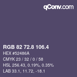 カラーコード: RGB 82 72.8 106.4 | qconv.com