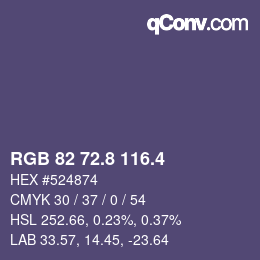 カラーコード: RGB 82 72.8 116.4 | qconv.com