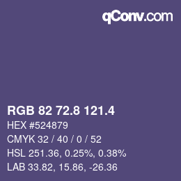 カラーコード: RGB 82 72.8 121.4 | qconv.com