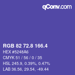 カラーコード: RGB 82 72.8 166.4 | qconv.com