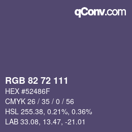 Color code: RGB 82 72 111 | qconv.com