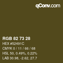 Color code: RGB 82 73 28 | qconv.com