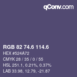カラーコード: RGB 82 74.6 114.6 | qconv.com