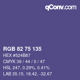 颜色代码: RGB 82 75 135 | qconv.com