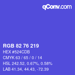 Color code: RGB 82 76 219 | qconv.com